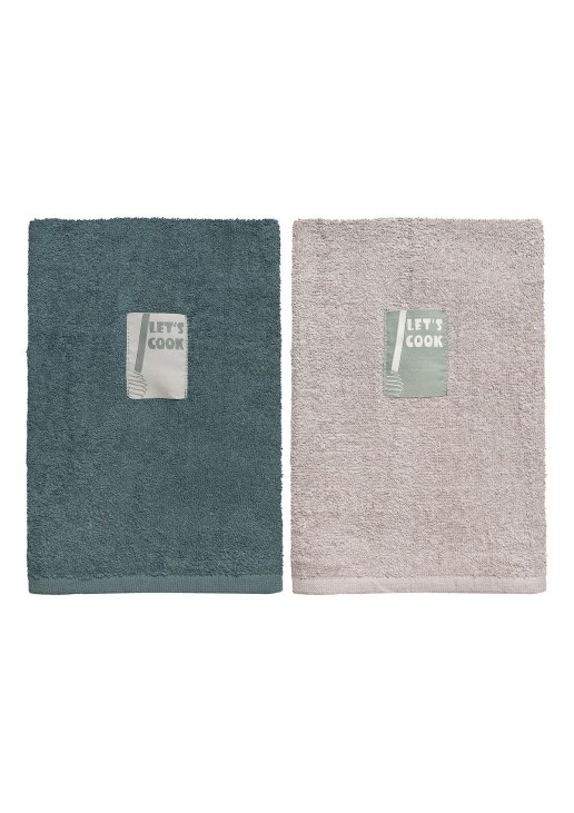 Beauty Home Ποτηρόπανα σετ 2τμχ Art 8290 40x60 Βεραμάν,Γκρι