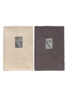 Beauty Home Ποτηρόπανα σετ 2τμχ Art 8291 40x60 Μπεζ,Ανθρακί