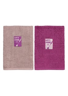 Beauty Home Ποτηρόπανα σετ 2τμχ Art 8292 40x60 Σάπιο μήλο,Φουξ