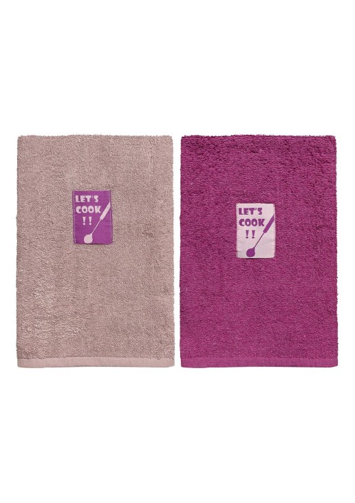 Beauty Home Ποτηρόπανα σετ 2τμχ Art 8292 40x60 Σάπιο μήλο,Φουξ