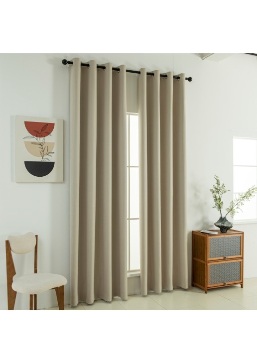 Beauty Home Κουρτίνα Full Blackout σκίασης με 8 κρίκους Soft Art 8391 Beige 140x270 Άμμου