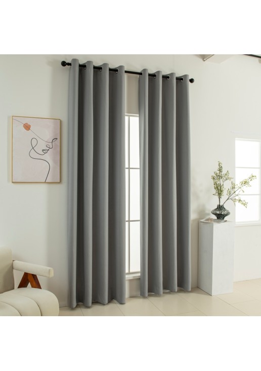 Beauty Home Κουρτίνα Full Blackout σκίασης με 8 κρίκους Soft Art 8391 Grey-11 140x270 Γκρι