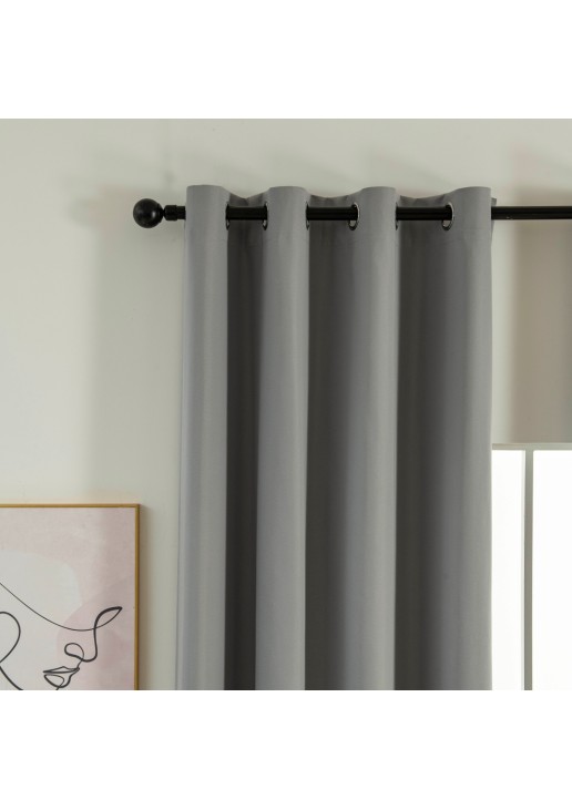 Beauty Home Κουρτίνα Full Blackout σκίασης με 8 κρίκους Soft Art 8391 Grey-11 140x270 Γκρι