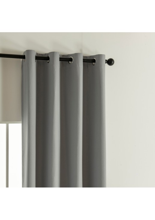 Beauty Home Κουρτίνα Full Blackout σκίασης με 8 κρίκους Soft Art 8391 Grey-11 140x270 Γκρι
