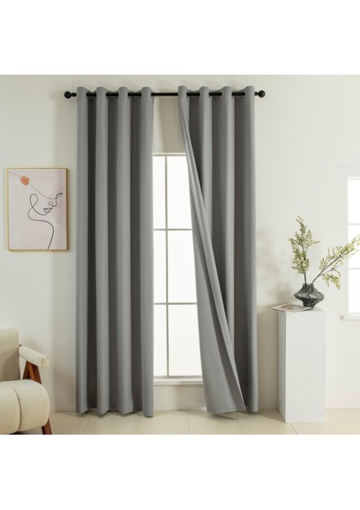 Beauty Home Κουρτίνα Full Blackout σκίασης με 8 κρίκους Soft Art 8391 Grey-11 140x270 Γκρι