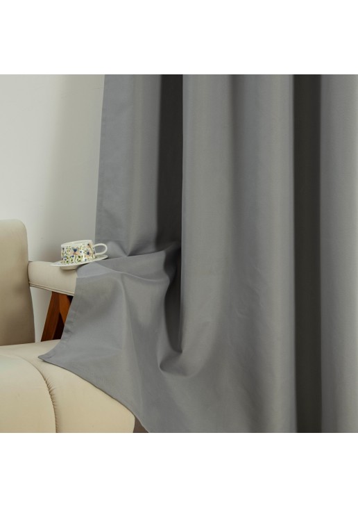 Beauty Home Κουρτίνα Full Blackout σκίασης με 8 κρίκους Soft Art 8391 Grey-11 140x270 Γκρι