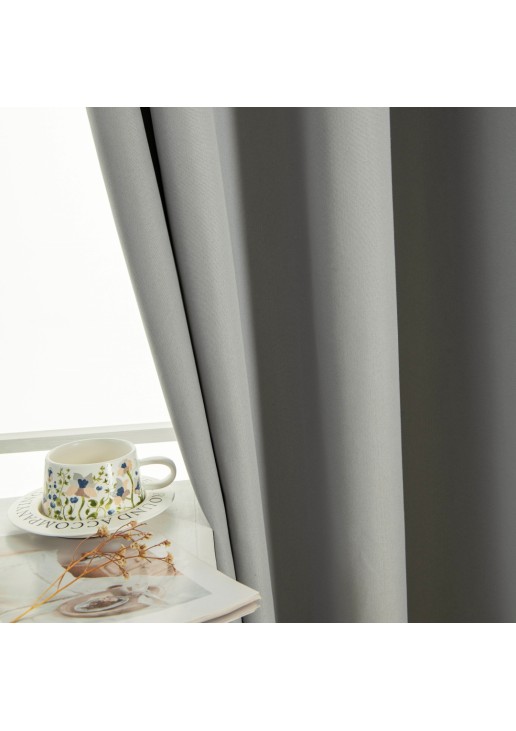 Beauty Home Κουρτίνα Full Blackout σκίασης με 8 κρίκους Soft Art 8391 Grey-11 140x270 Γκρι