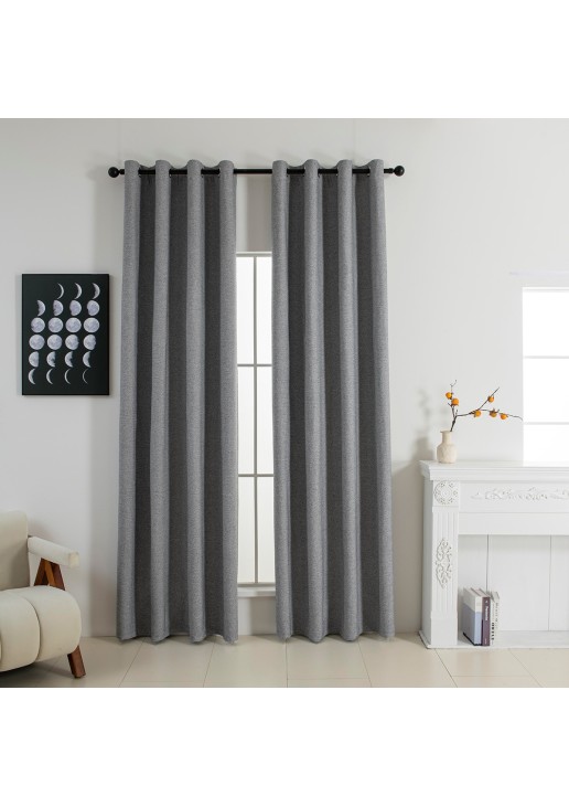 Beauty Home Κουρτίνα Full Blackout σκίασης με 8 κρίκους Elite Art 8392 Grey-Νο7 140x270 Σκούρο Γκρι