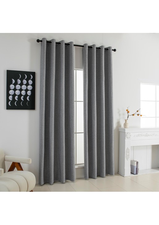 Beauty Home Κουρτίνα Full Blackout σκίασης με 8 κρίκους Elite Art 8392 Grey-Νο7 140x270 Σκούρο Γκρι