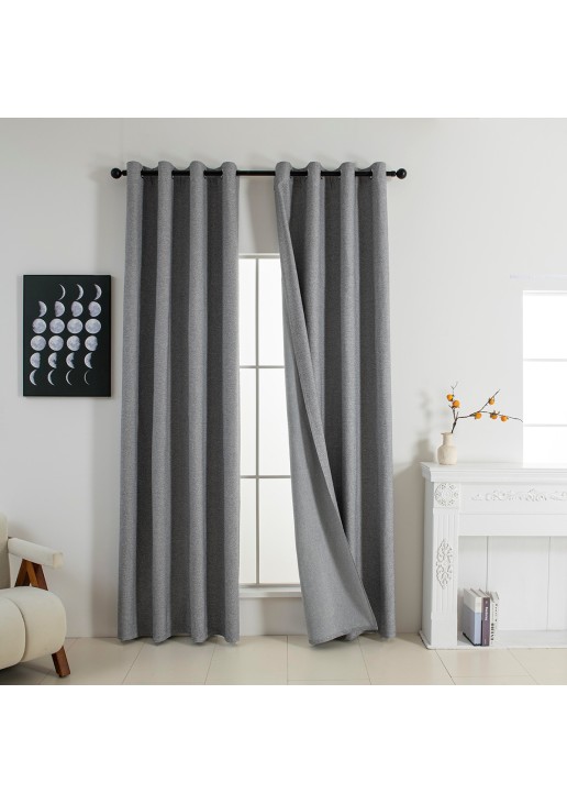 Beauty Home Κουρτίνα Full Blackout σκίασης με 8 κρίκους Elite Art 8392 Grey-Νο7 140x270 Σκούρο Γκρι