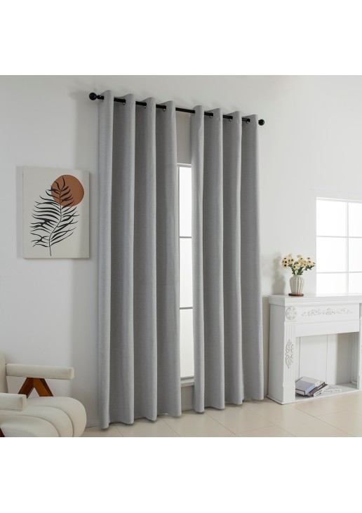 Beauty Home Κουρτίνα Full Blackout σκίασης με 8 κρίκους Elite Art 8392 Light Grey-Νο3 140x270 Ασημί