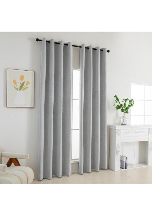 Beauty Home Κουρτίνα Full Blackout σκίασης με 8 κρίκους Elite Art 8392 Silver-Νο4 140x270 Γκρι