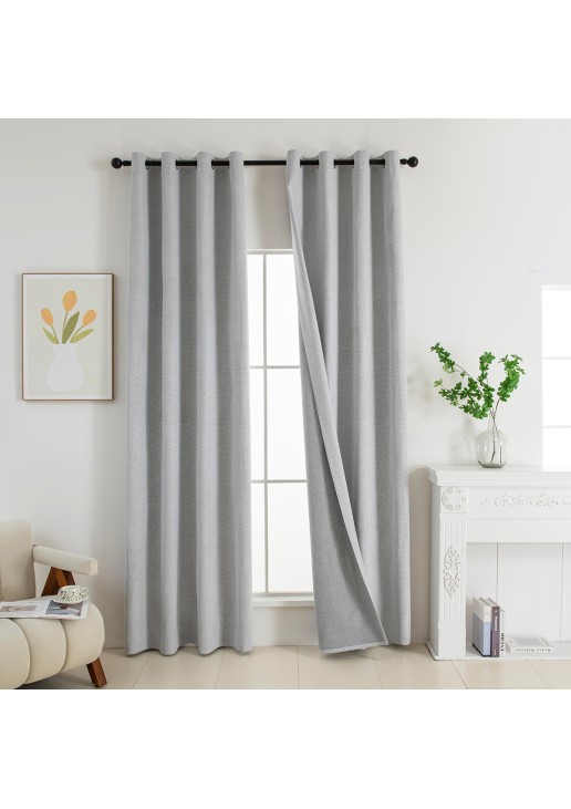 Beauty Home Κουρτίνα Full Blackout σκίασης με 8 κρίκους Elite Art 8392 Silver-Νο4 140x270 Γκρι