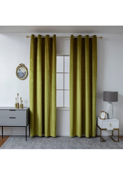 Beauty Home Κουρτίνα βελούδο σκίασης με 8 μεταλλικούς κρίκους Art 8399 140x270 Χρυσό