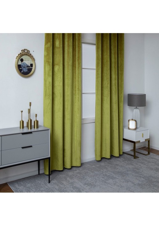 Beauty Home Κουρτίνα βελούδο σκίασης με 8 μεταλλικούς κρίκους Art 8399 140x270 Χρυσό