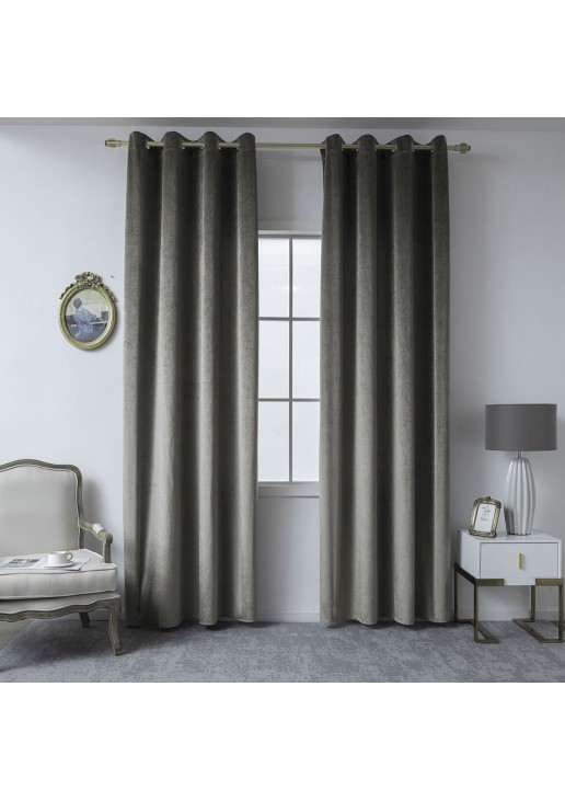 Beauty Home Κουρτίνα βελούδο σκίασης με 8 μεταλλικούς κρίκους Art 8399 140x270 Βιζόν