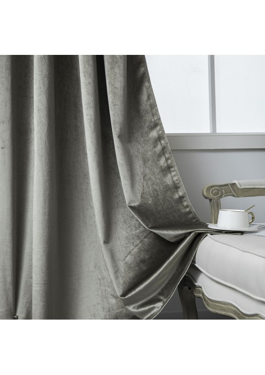 Beauty Home Κουρτίνα βελούδο σκίασης με 8 μεταλλικούς κρίκους Art 8399 140x270 Βιζόν