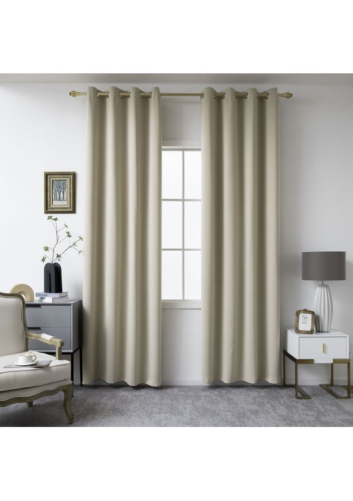 Beauty Home Κουρτίνα Blackout σκίασης με 8 κρίκους Ideal Art 8400 140x270 Άμμου