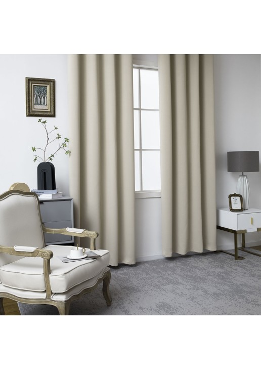 Beauty Home Κουρτίνα Blackout σκίασης με 8 κρίκους Ideal Art 8400 140x270 Άμμου