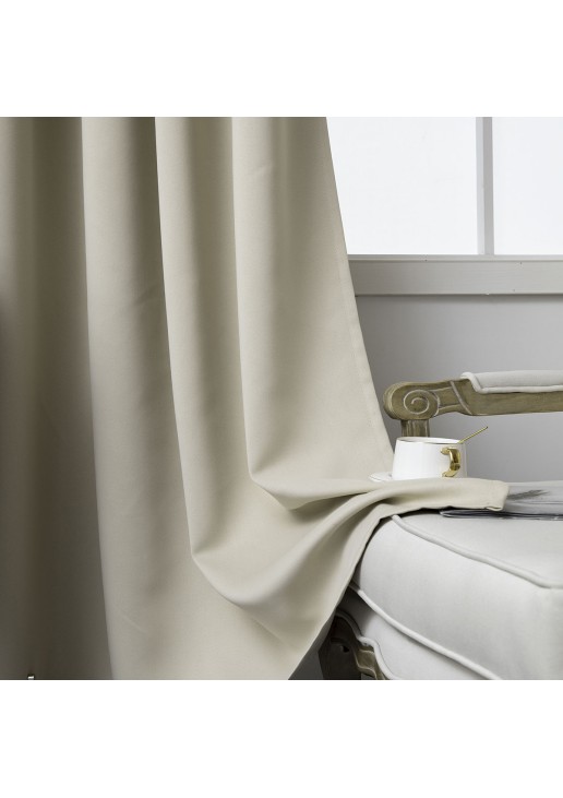 Beauty Home Κουρτίνα Blackout σκίασης με 8 κρίκους Ideal Art 8400 140x270 Άμμου