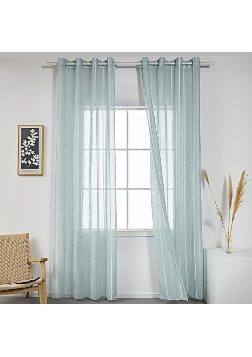 Beauty Home Κουρτίνα γάζα με σενίλ και 8 μεταλλικούς κρίκους Art 8441 140x270 Βεραμάν