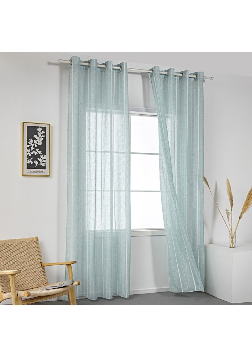 Beauty Home Κουρτίνα γάζα με σενίλ και 8 μεταλλικούς κρίκους Art 8441 140x270 Βεραμάν