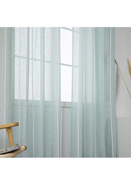 Beauty Home Κουρτίνα γάζα με σενίλ και 8 μεταλλικούς κρίκους Art 8441 140x270 Βεραμάν