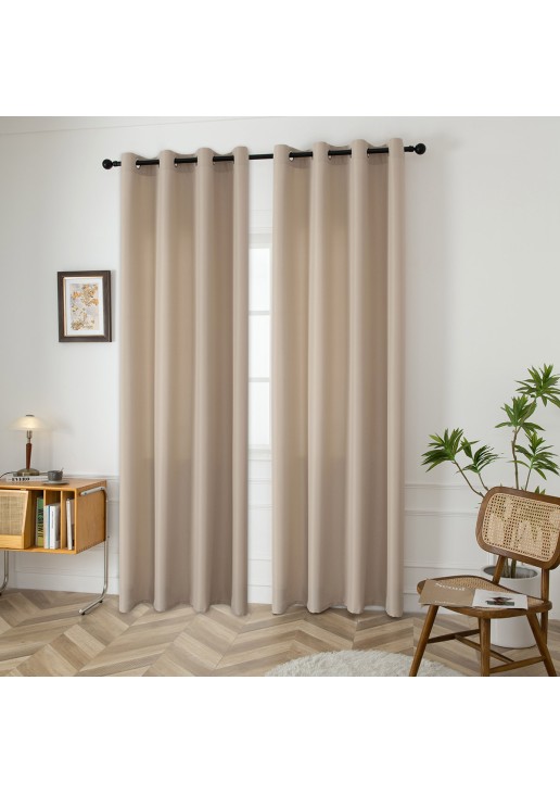 Beauty Home Κουρτίνα μεσαίας σκίασης με 8 μεταλλικούς κρίκους Effect Art 8443 140x270 Άμμου