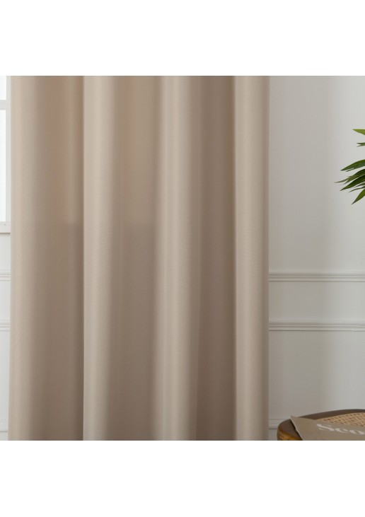 Beauty Home Κουρτίνα μεσαίας σκίασης με 8 μεταλλικούς κρίκους Effect Art 8443 140x270 Άμμου