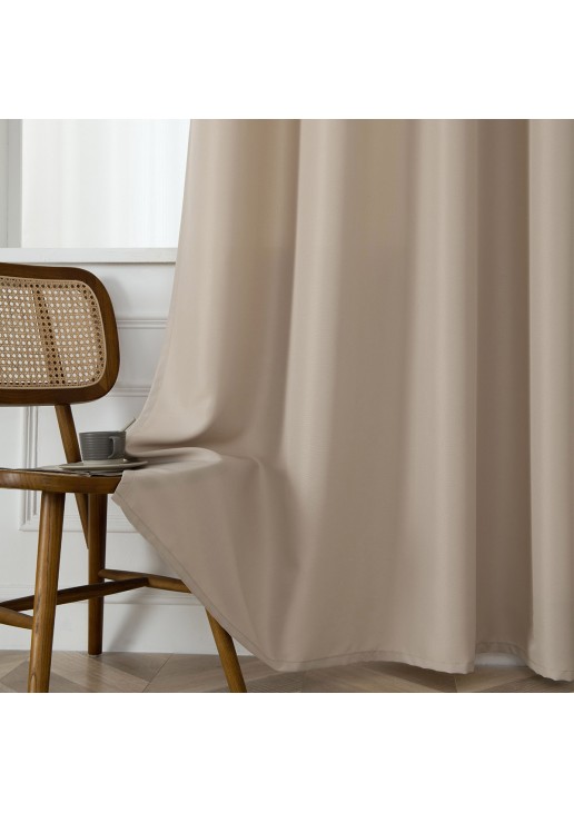 Beauty Home Κουρτίνα μεσαίας σκίασης με 8 μεταλλικούς κρίκους Effect Art 8443 140x270 Άμμου