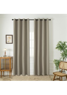 Beauty Home Κουρτίνα Blackout Jacquard σκίασης με 8 μεταλλικούς κρίκους Glare Art 8444 140x270 Άμμου