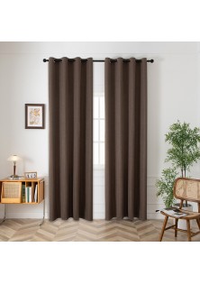 Beauty Home Κουρτίνα μεσαίας σκίασης με 8 μεταλλικούς κρίκους Illusion Art 8445 140x270 Καφέ