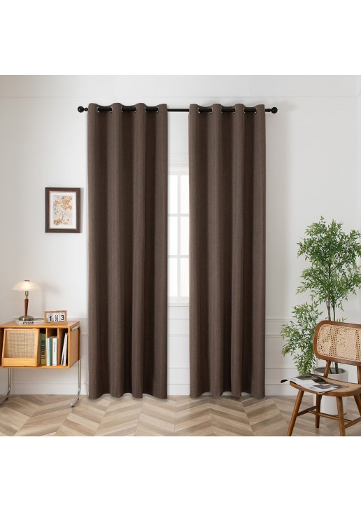 Beauty Home Κουρτίνα μεσαίας σκίασης με 8 μεταλλικούς κρίκους Illusion Art 8445 140x270 Καφέ