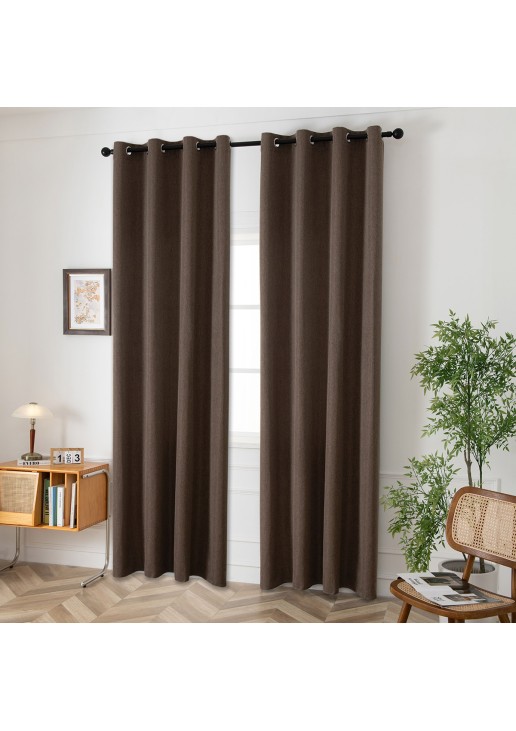 Beauty Home Κουρτίνα μεσαίας σκίασης με 8 μεταλλικούς κρίκους Illusion Art 8445 140x270 Καφέ
