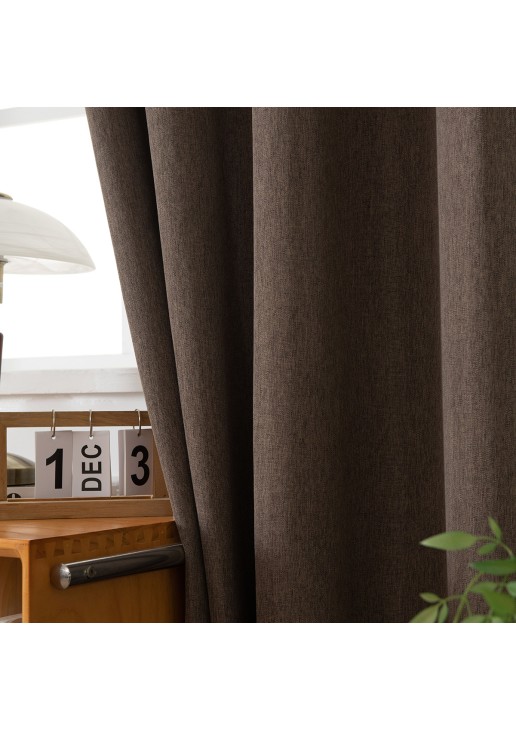 Beauty Home Κουρτίνα μεσαίας σκίασης με 8 μεταλλικούς κρίκους Illusion Art 8445 140x270 Καφέ