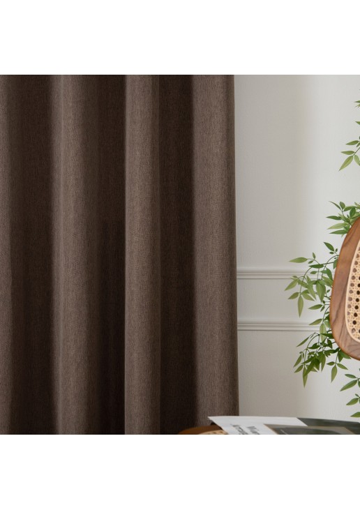 Beauty Home Κουρτίνα μεσαίας σκίασης με 8 μεταλλικούς κρίκους Illusion Art 8445 140x270 Καφέ