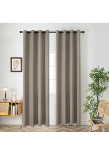 Beauty Home Κουρτίνα μεσαίας σκίασης με 8 μεταλλικούς κρίκους Illusion Art 8445 140x270 Χακί
