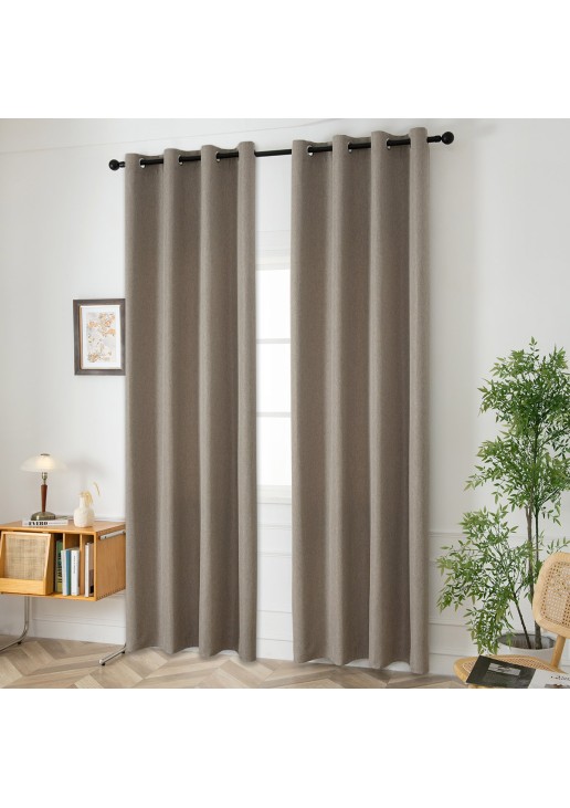 Beauty Home Κουρτίνα μεσαίας σκίασης με 8 μεταλλικούς κρίκους Illusion Art 8445 140x270 Χακί