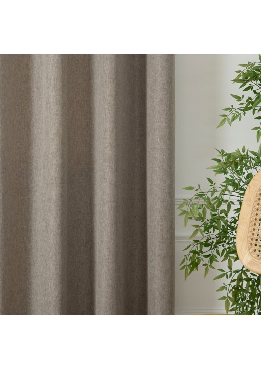 Beauty Home Κουρτίνα μεσαίας σκίασης με 8 μεταλλικούς κρίκους Illusion Art 8445 140x270 Χακί