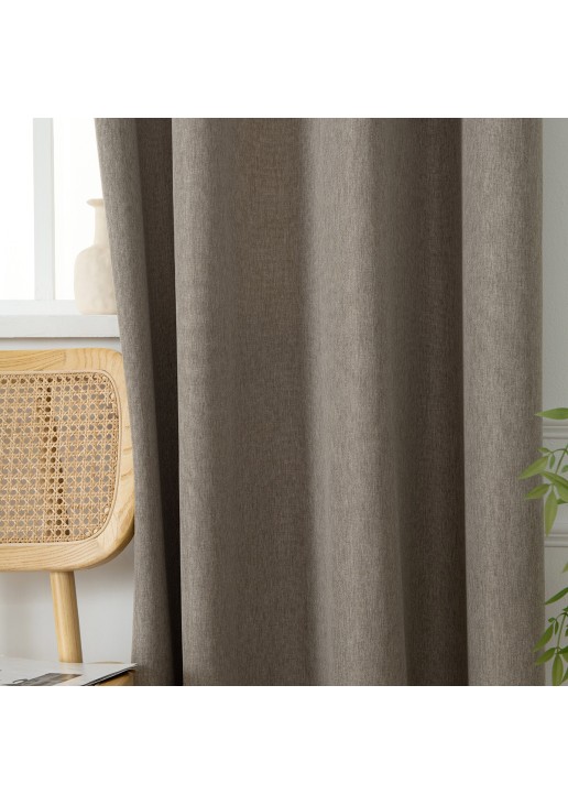 Beauty Home Κουρτίνα μεσαίας σκίασης με 8 μεταλλικούς κρίκους Illusion Art 8445 140x270 Χακί
