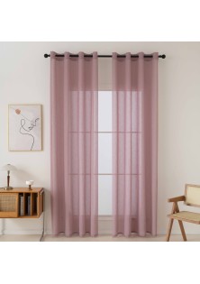 Beauty Home Κουρτίνα γάζα μονόχρωμη με 8 μεταλλικούς κρίκους Fit Art 8447 140x270 Ροζ