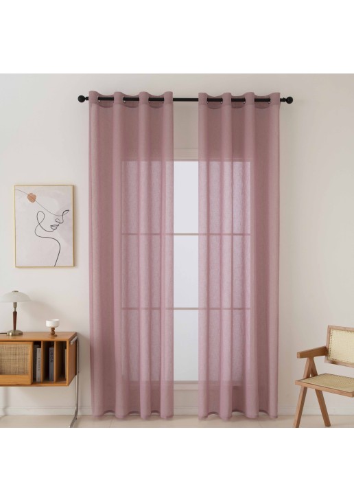 Beauty Home Κουρτίνα γάζα μονόχρωμη με 8 μεταλλικούς κρίκους Fit Art 8447 140x270 Ροζ