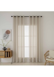 Beauty Home Κουρτίνα γάζα μονόχρωμη με 8 μεταλλικούς κρίκους Fit Art 8447 140x270 Μπεζ