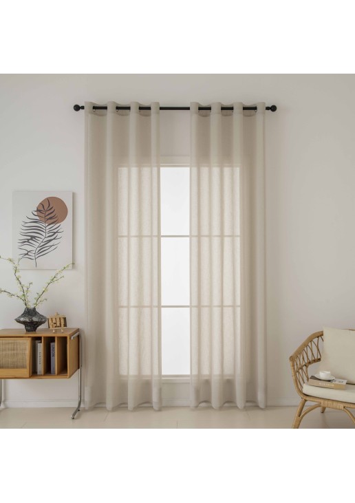 Beauty Home Κουρτίνα γάζα μονόχρωμη με 8 μεταλλικούς κρίκους Fit Art 8447 140x270 Μπεζ