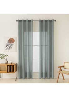 Beauty Home Κουρτίνα γάζα μονόχρωμη με 8 μεταλλικούς κρίκους Fit Art 8447 140x270 Βεραμάν