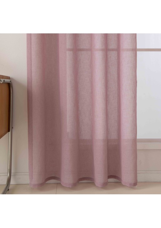 Beauty Home Κουρτίνα γάζα μονόχρωμη με 8 μεταλλικούς κρίκους Fit Art 8447 140x270 Ροζ