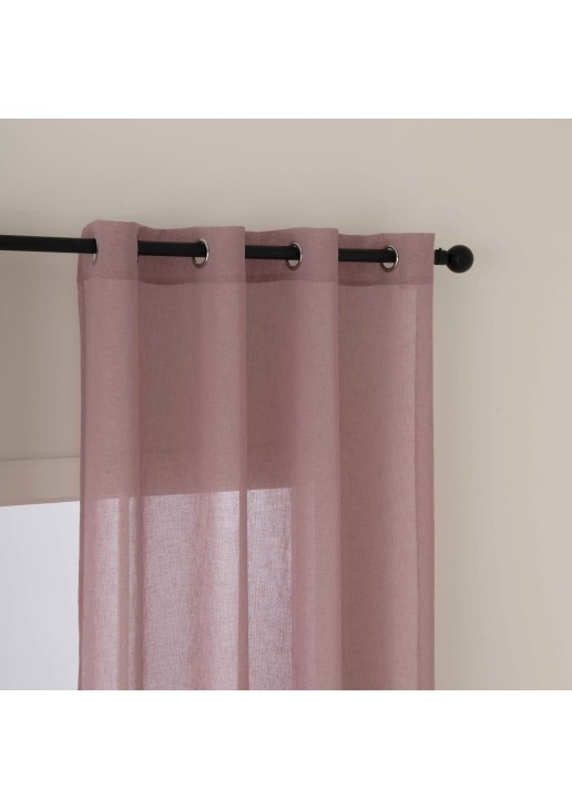 Beauty Home Κουρτίνα γάζα μονόχρωμη με 8 μεταλλικούς κρίκους Fit Art 8447 140x270 Ροζ