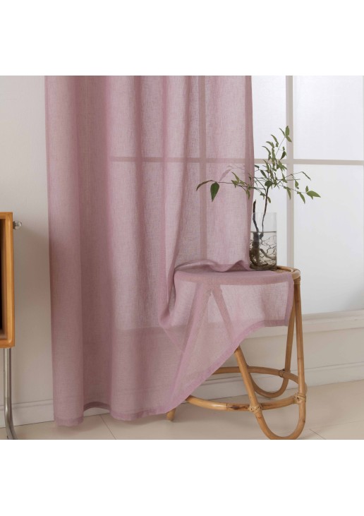Beauty Home Κουρτίνα γάζα μονόχρωμη με 8 μεταλλικούς κρίκους Fit Art 8447 140x270 Ροζ