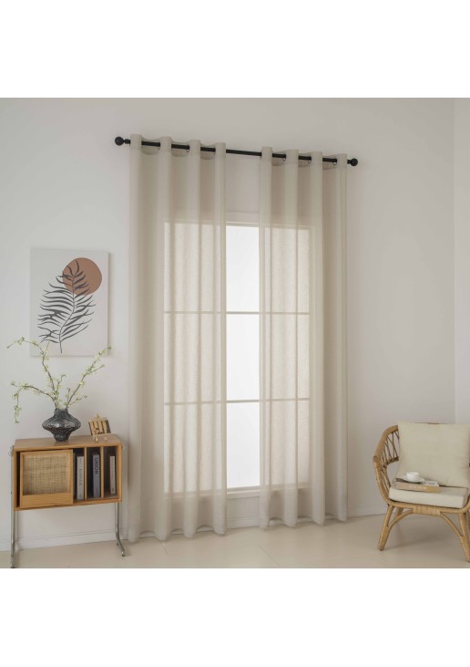 Beauty Home Κουρτίνα γάζα μονόχρωμη με 8 μεταλλικούς κρίκους Fit Art 8447 140x270 Μπεζ
