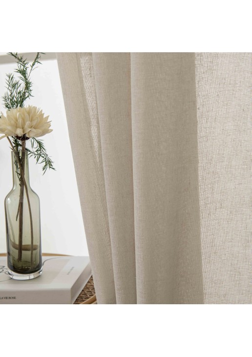 Beauty Home Κουρτίνα γάζα μονόχρωμη με 8 μεταλλικούς κρίκους Fit Art 8447 140x270 Μπεζ